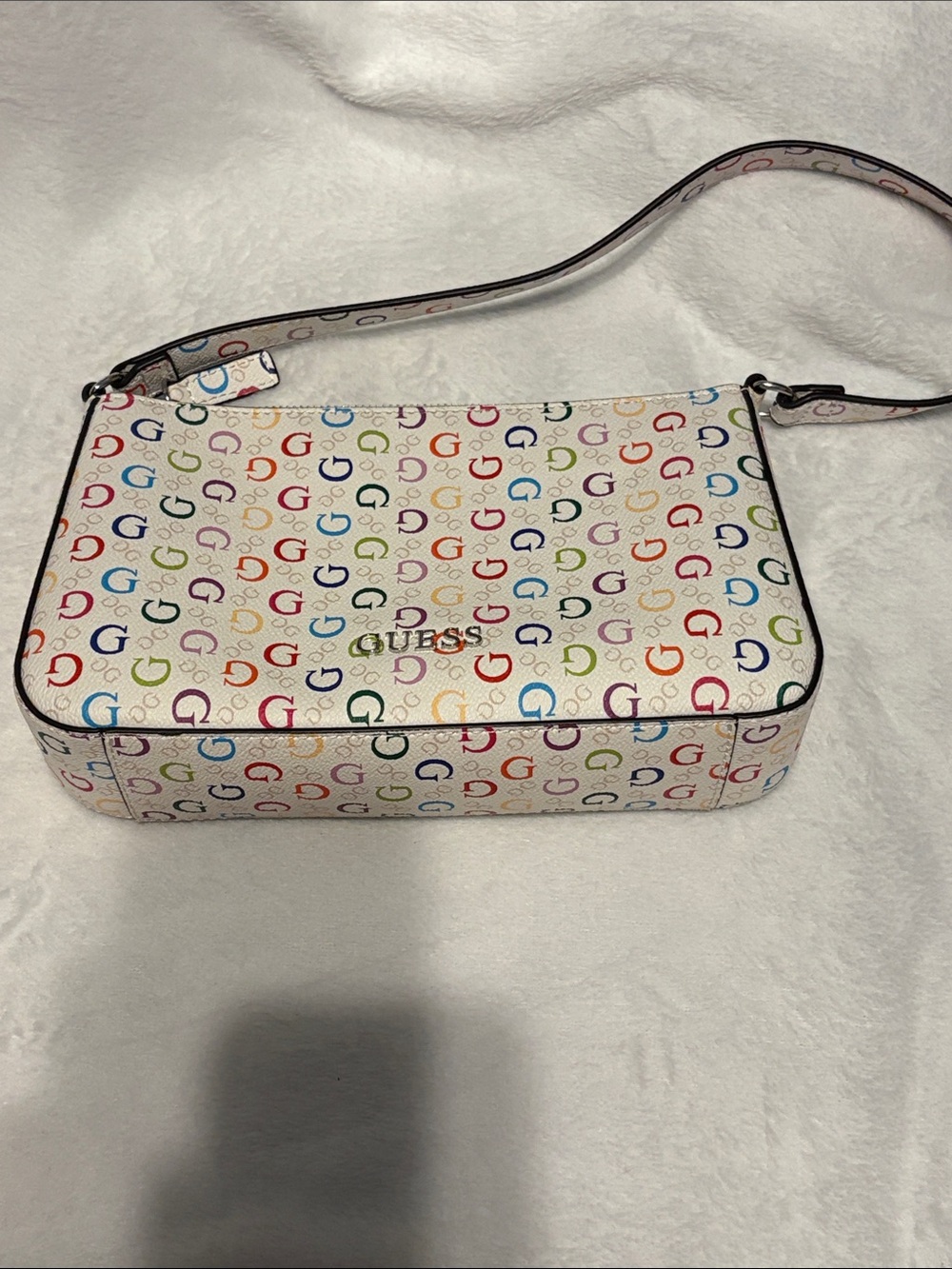 GUESS White Multicolor Signature Crossbody Bag